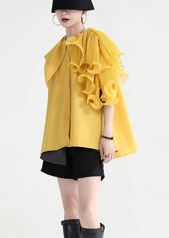 Dame Asymmetrisk Design Bluse med Halve Ærmer 3