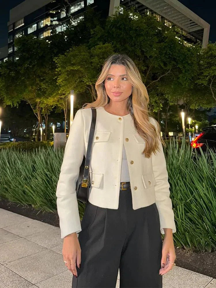 Dame Blazer Skræddersyet Tweed Stil 5