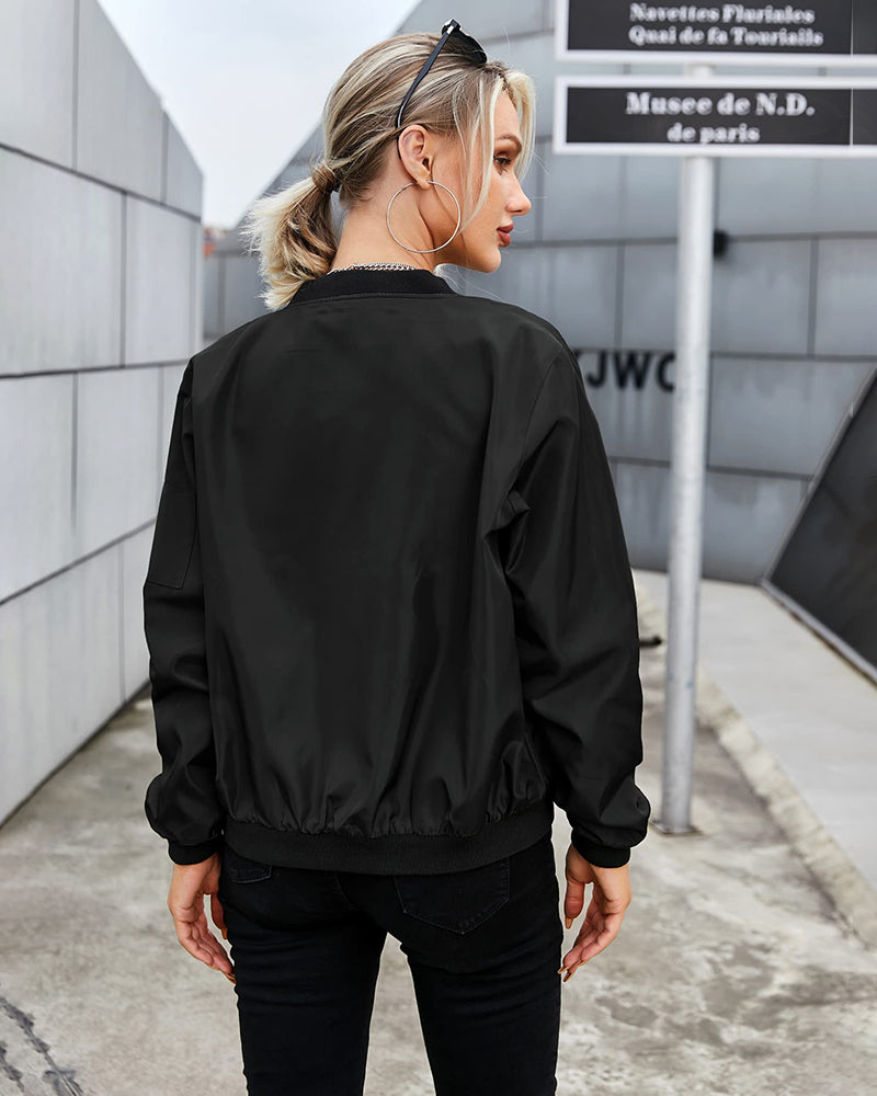 Dame Bomber Jakke Klassisk StiL 100% Polyester 6