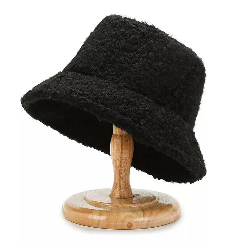 Dame Bucket Hat Teddy Stil Trendy Vinterhue 0