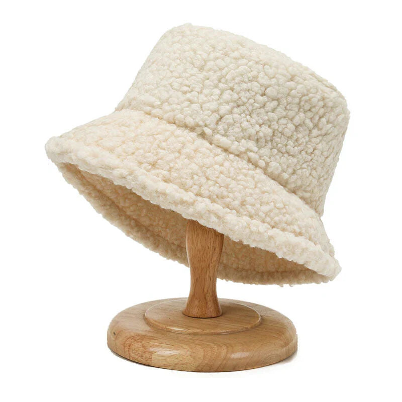 Dame Bucket Hat Teddy Stil Trendy Vinterhue 1