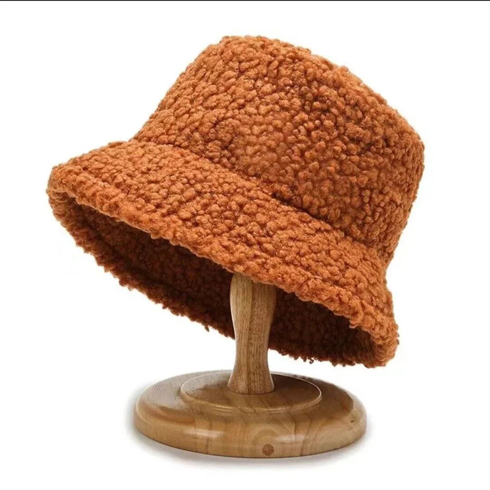 Dame Bucket Hat Teddy Stil Trendy Vinterhue 3