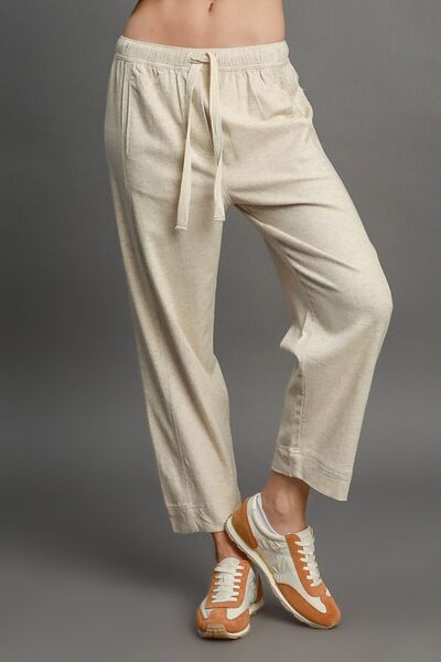 Dame Bukser Drawstring Elastisk Talje Linnen Blend Casual Style 1