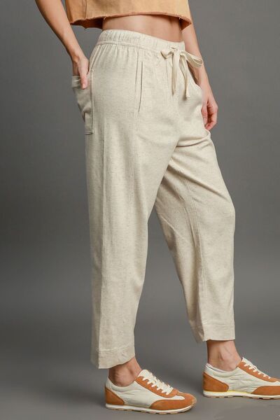 Dame Bukser Drawstring Elastisk Talje Linnen Blend Casual Style 2
