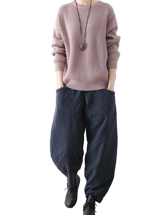 Dame Bukser Vinter Casual Mørkeblå Komfortabel Stil 0