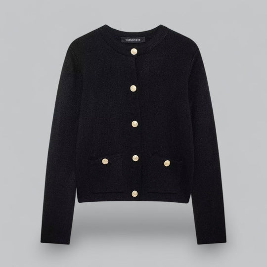 Dame Cardigan Med Guld Knapper Stilfuld Design 8