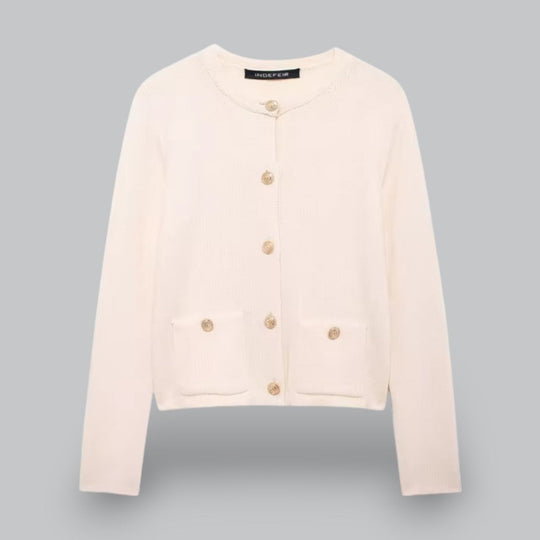 Dame Cardigan Med Guld Knapper Stilfuld Design 9