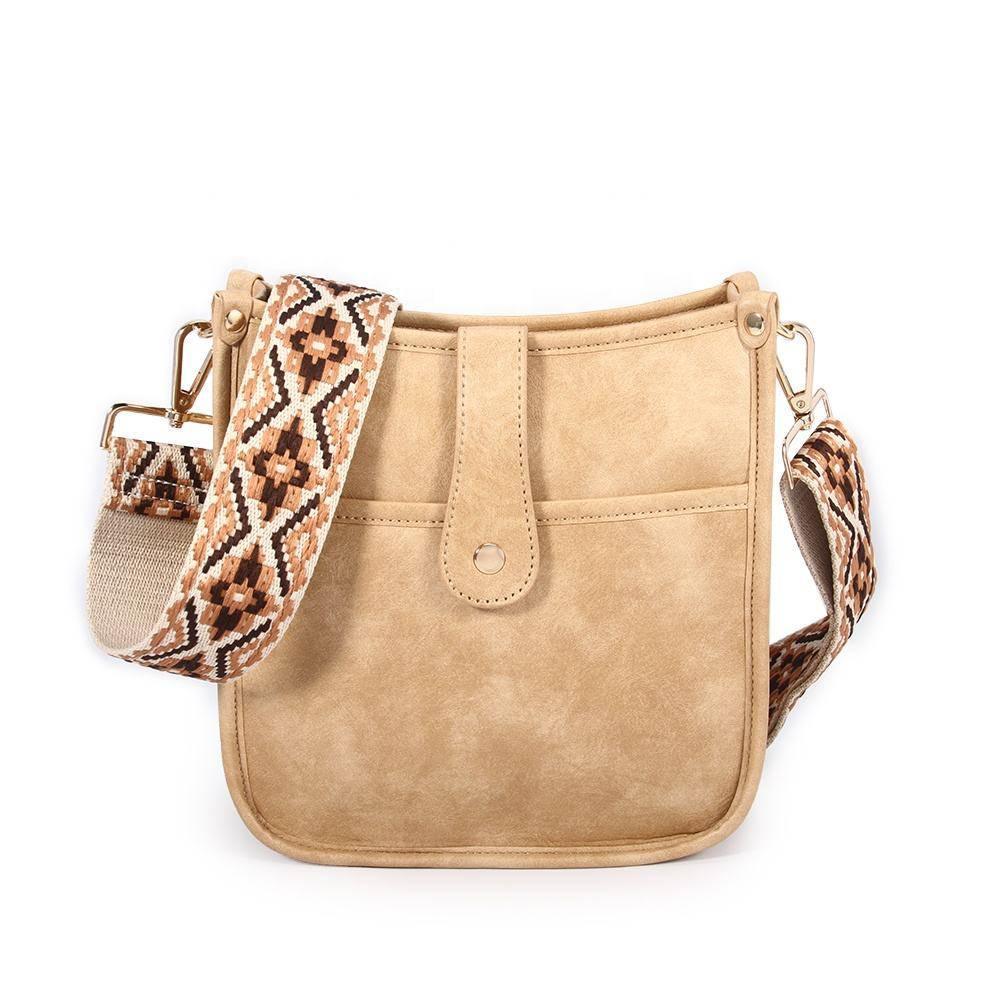 Dame Crossbody Taske med Guitarrem i Vegansk Læder - Justerbar Rem, Stilig og Funktionel 0