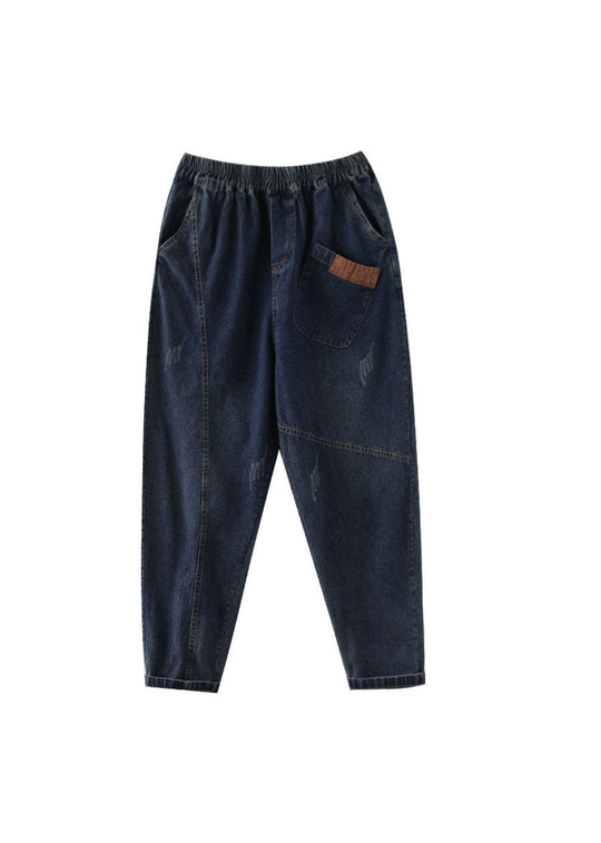 Dame Denim Bukser med Elastisk Talje og Lommer 3
