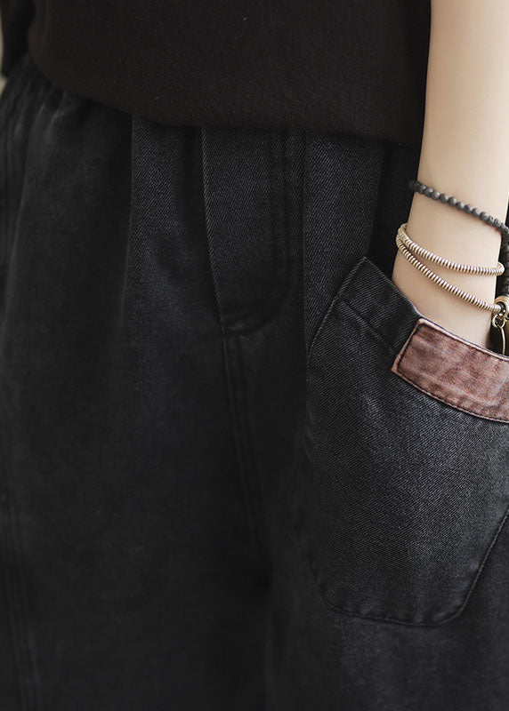 Dame Denim Bukser med Elastisk Talje og Lommer 4