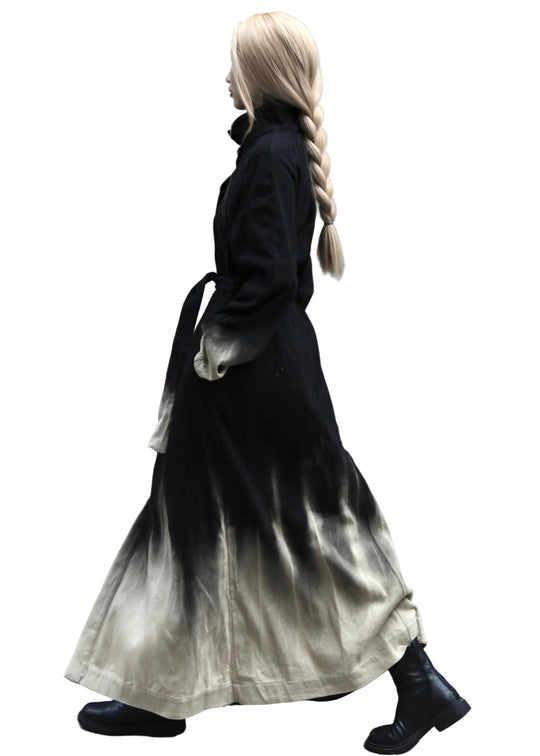 Dame Denim Frakke med Gradient Farve og Taljelommer 0