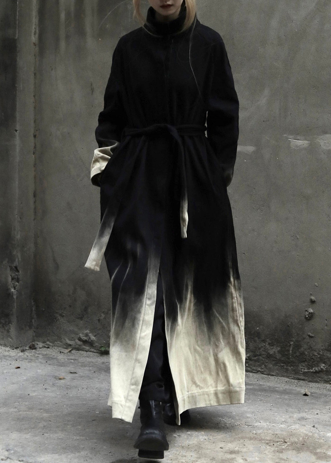 Dame Denim Frakke med Gradient Farve og Taljelommer 1