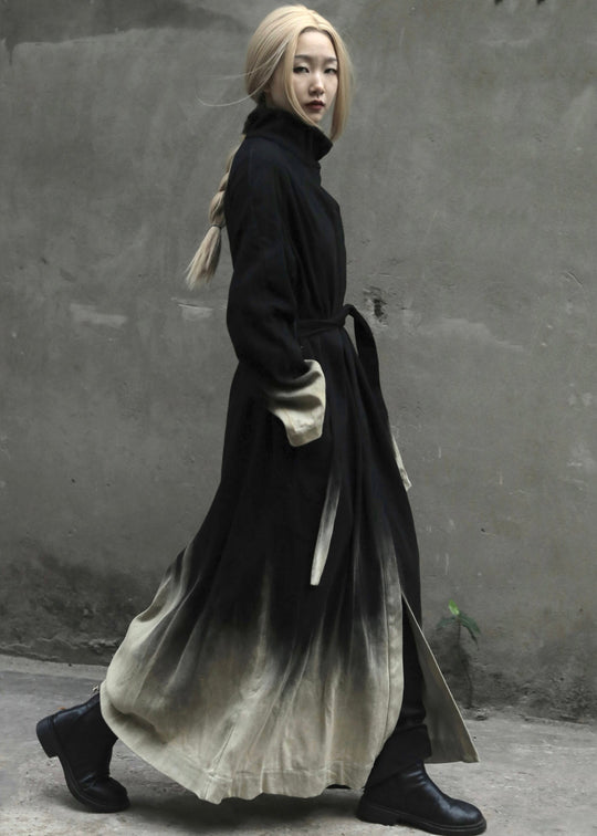 Dame Denim Frakke med Gradient Farve og Taljelommer 2