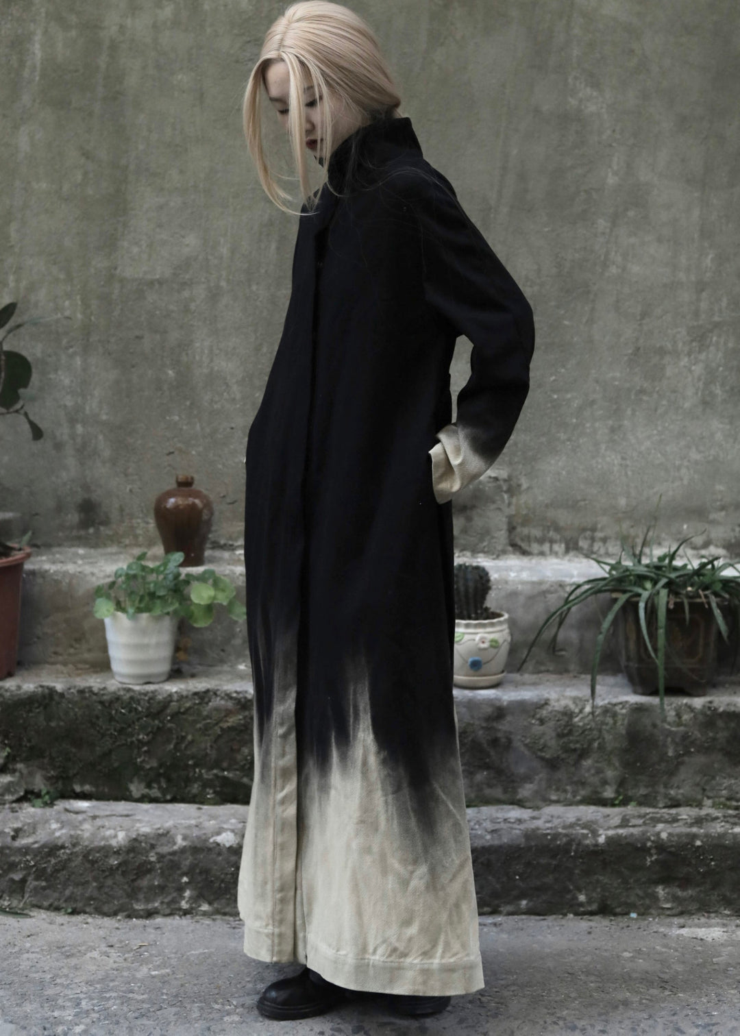 Dame Denim Frakke med Gradient Farve og Taljelommer 3