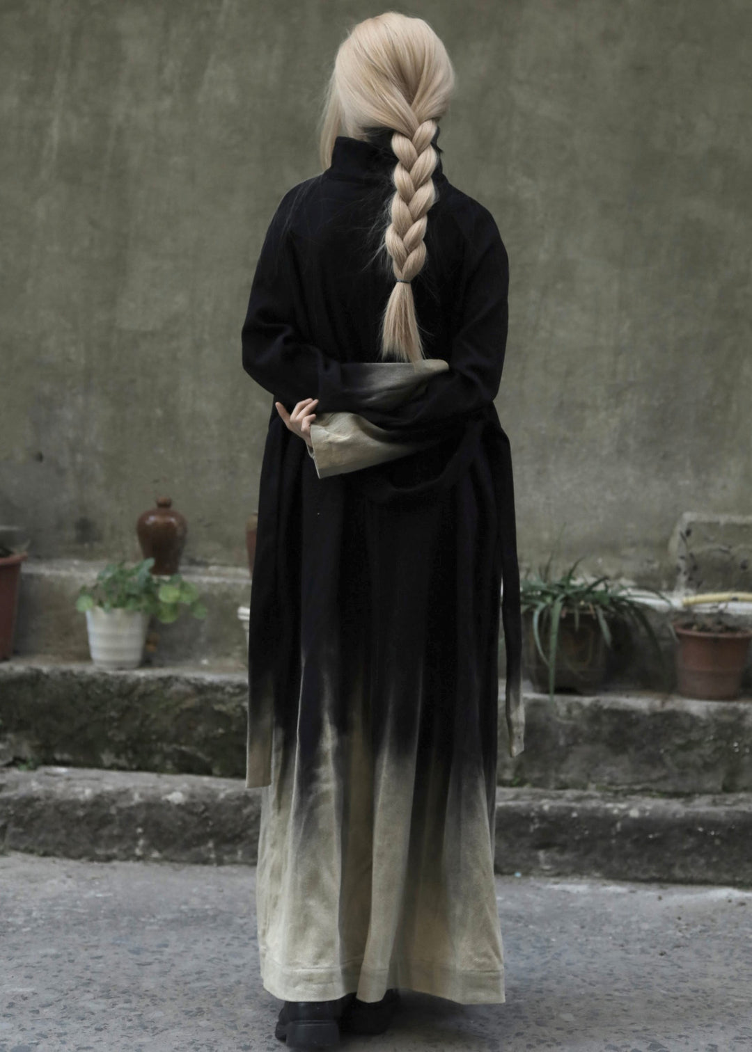 Dame Denim Frakke med Gradient Farve og Taljelommer 4