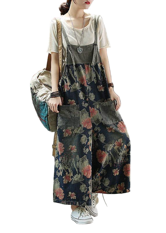 Dame Denim Romper med Patchwork Design 0