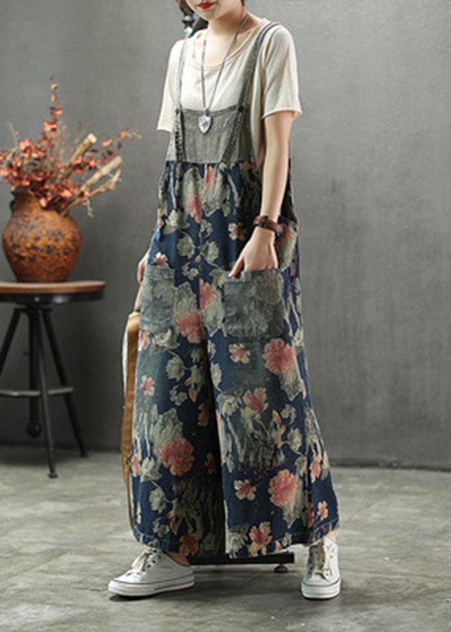 Dame Denim Romper med Patchwork Design 2