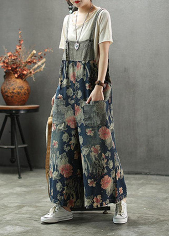 Dame Denim Romper med Patchwork Design 2