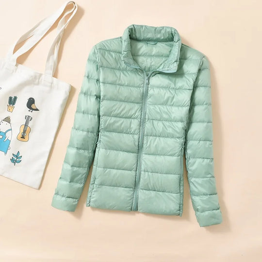 Dame Dunjakke Kort Quiltet Vinterjakke Puffer Parka 7