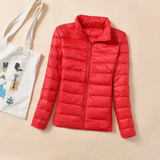 Dame Dunjakke Kort Quiltet Vinterjakke Puffer Parka 8