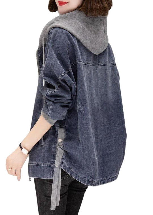 Dame Hættetrøje Frakke med Patchwork Design 0