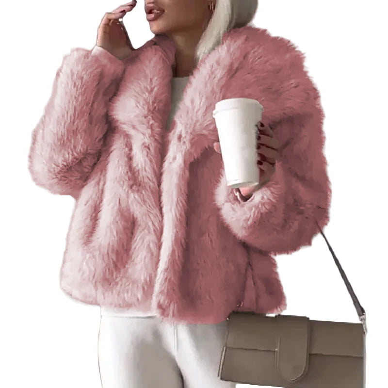 Dame Jakke Kort Fluffy Stil Moderne Design 0