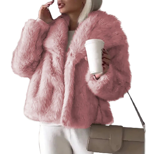 Dame Jakke Kort Fluffy Stil Moderne Design 0