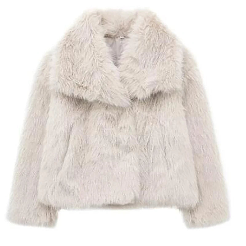 Dame Jakke Kort Fluffy Stil Moderne Design 6