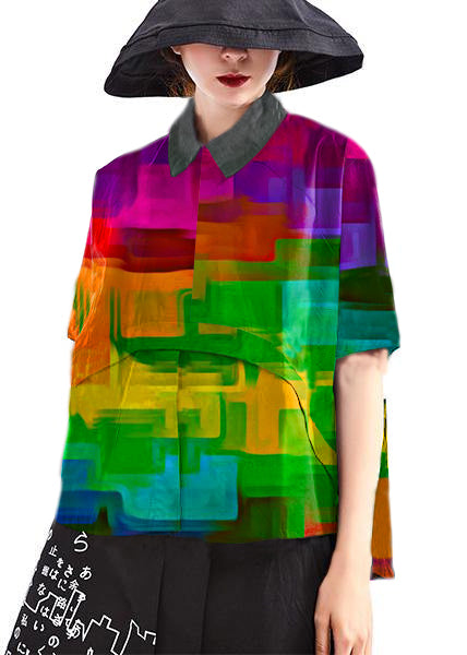 Dame Kortærmet Skjorte med Prikker 5