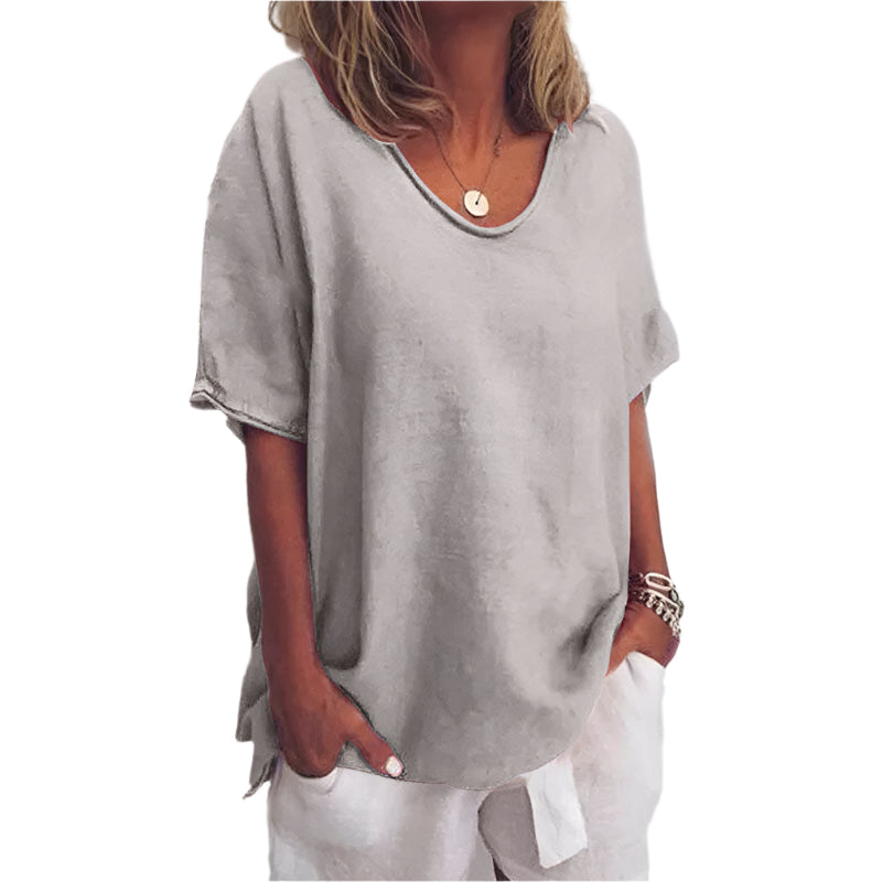Dame Loose Fit Top Rund Hals Letvægts Stoffe Toppe Damer 1
