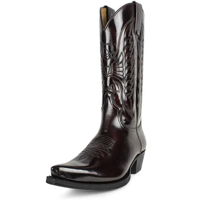 Dame Mid-calf Støvler Spidse Kunstlæder Western Stil 1