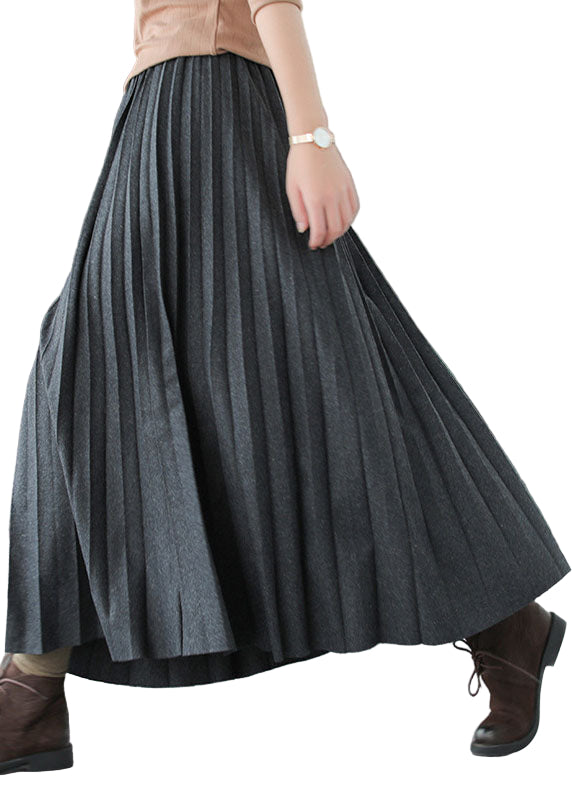 Dame Nederdel Plisseret i Grå og Sort 0