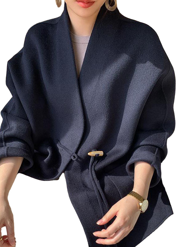 Dame Overdimensioneret Frakke med Lommer og Kvast 0