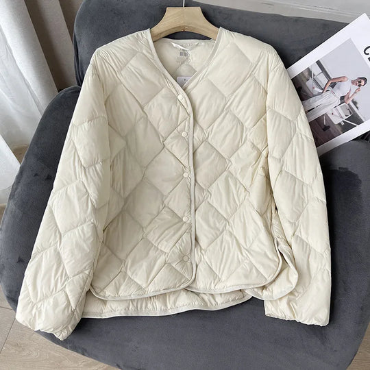 Dame Puffer Jakke Kraveløs Casual Løs Design 6