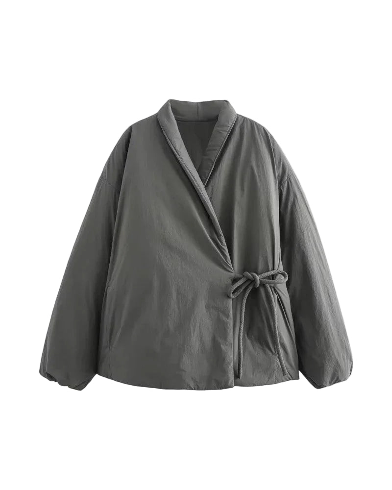 Dame Pufferjakke Med Bindebånd 0