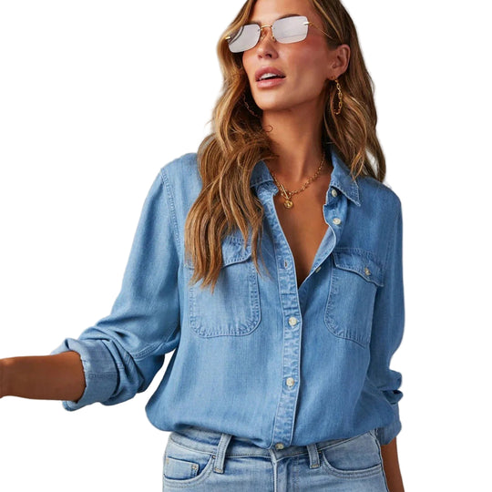 Dame Skjorte Langærmet Monokrom Med Omdirigeret Krave 0