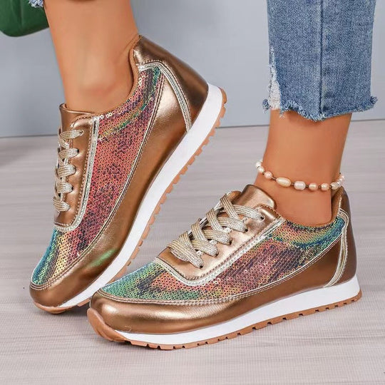 Dame Sneakers Glitrende Design Med Skridsikker Sål 1