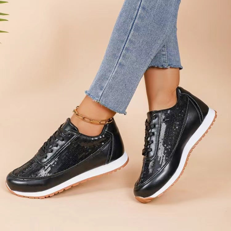 Dame Sneakers Glitrende Design Med Skridsikker Sål 5
