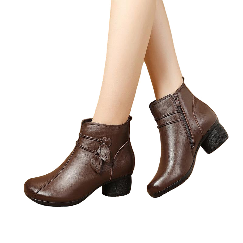 Dame Støvler med Lynlås og Chunky Hæl 0