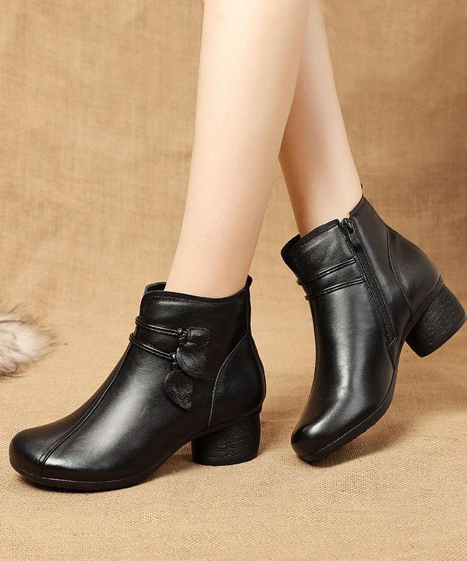 Dame Støvler med Lynlås og Chunky Hæl 1