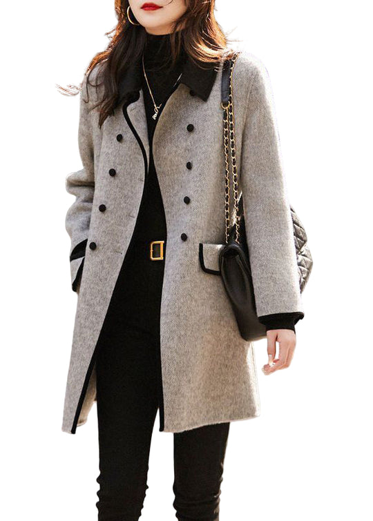 Dame Trench Coat Dobbeltbrystet Patchwork Stil 0