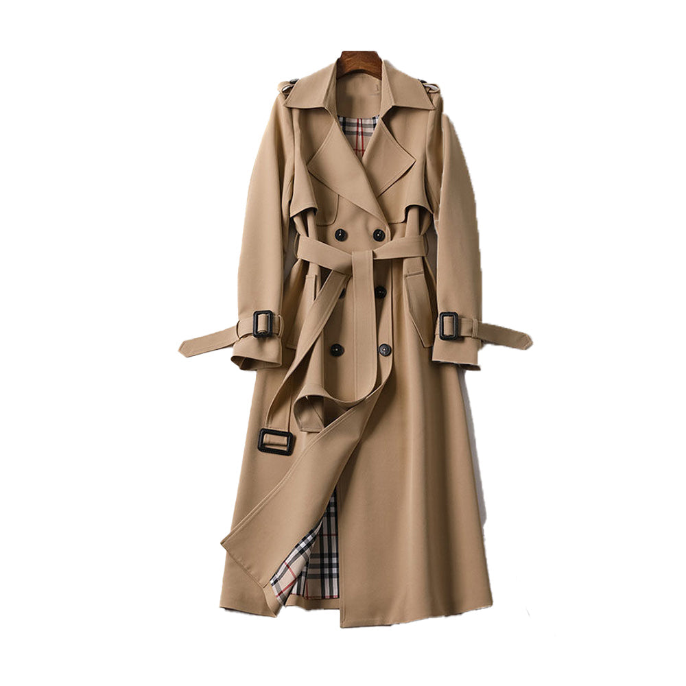 Dame Trenchcoat med Dobbelt Knapdesign 1