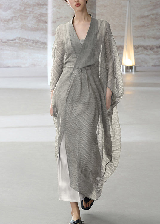 Dame V-hals Patchworkkjole Sæt 1