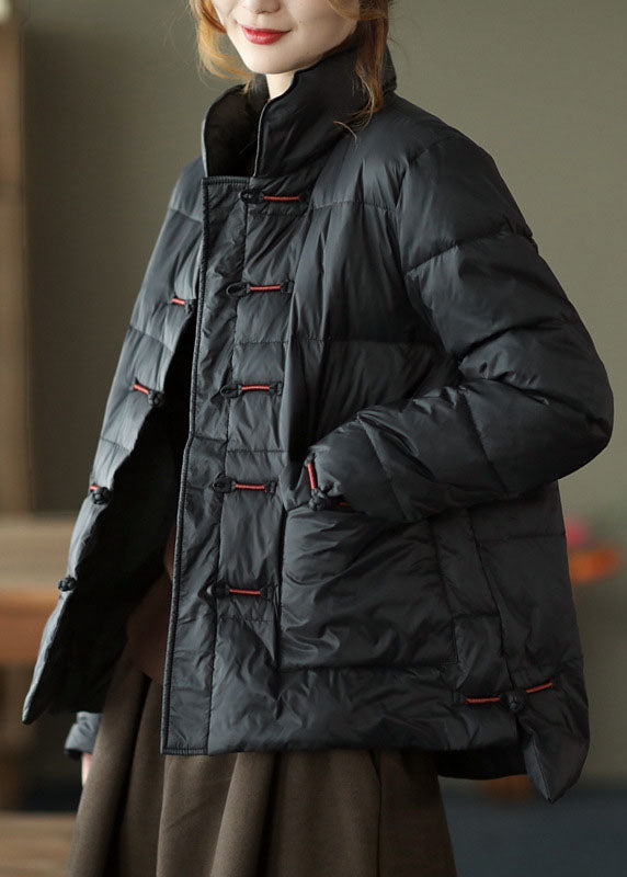 Dame Vinter Dunfrakke med Stativ Krave og Knaplommer 1