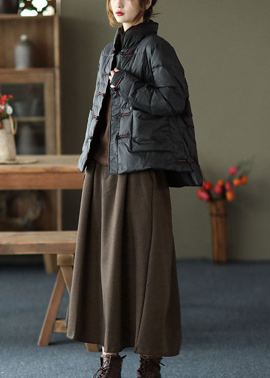 Dame Vinter Dunfrakke med Stativ Krave og Knaplommer 3