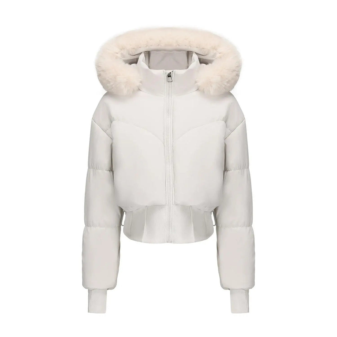 Dame Vinterjakke Med Hætte Croppet Snit 0