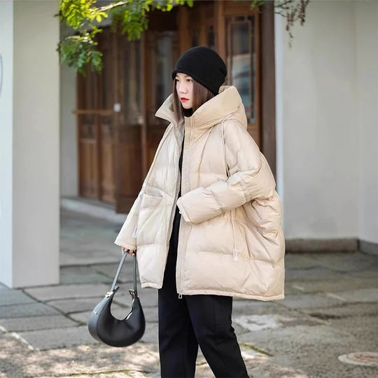 Dame Vinterjakke Oversize Puffer Med Hætte 11