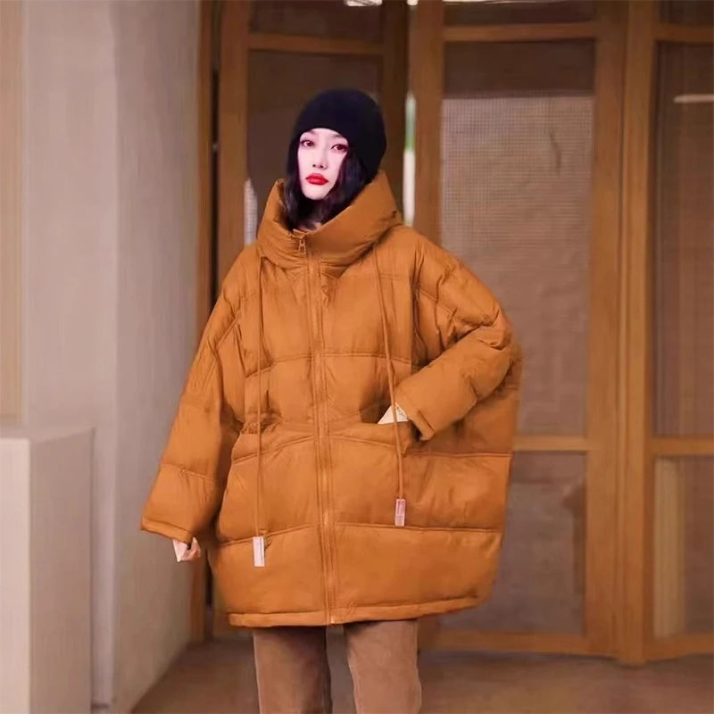 Dame Vinterjakke Oversize Puffer Med Hætte 7