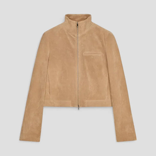 Damejakke med lynlåsdetaljer og beskåret snit 7