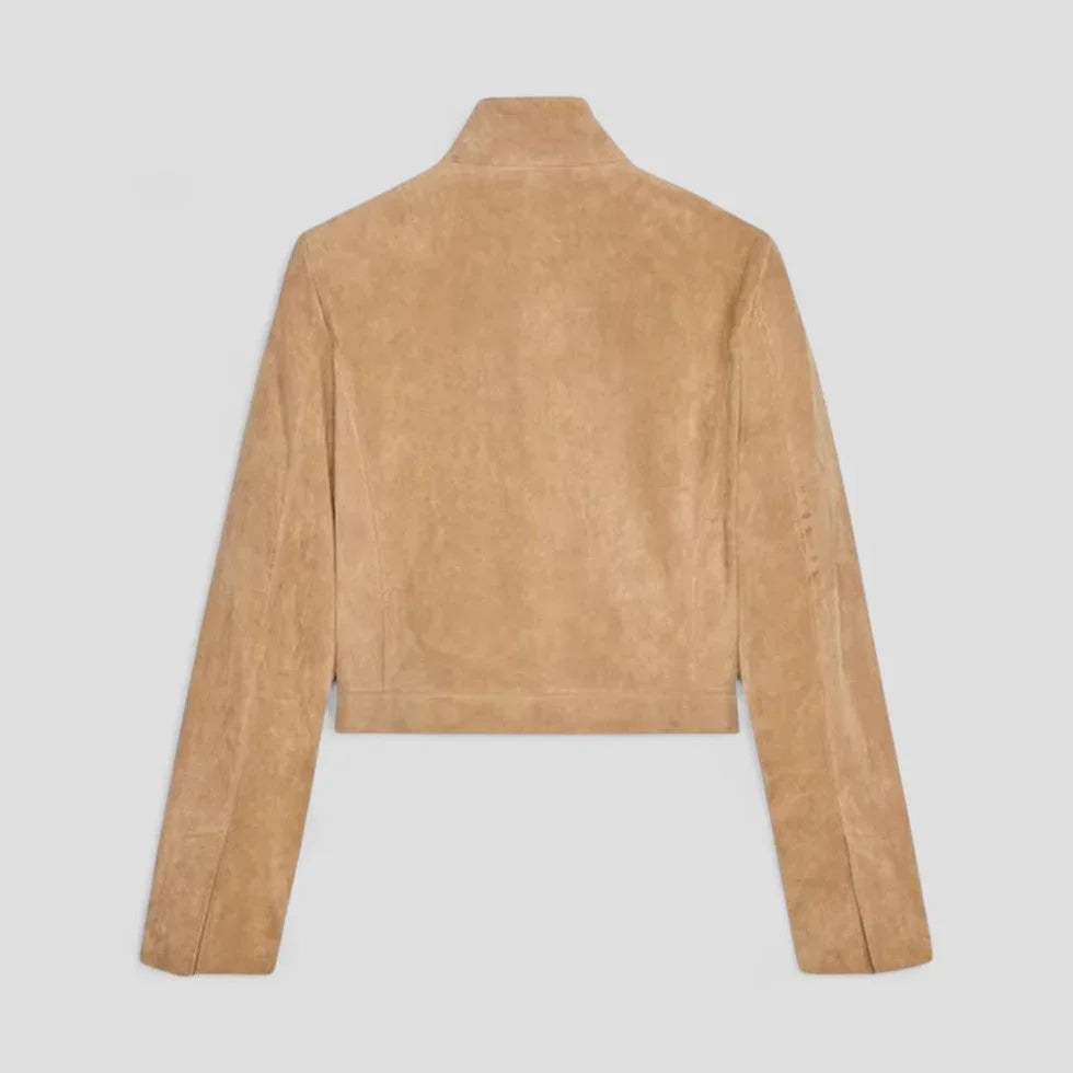 Damejakke med lynlåsdetaljer og beskåret snit 8